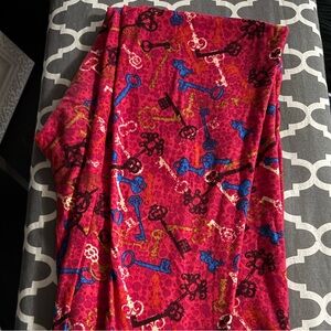 LuLaRoe, Bright Key-Print Pink Leggings
